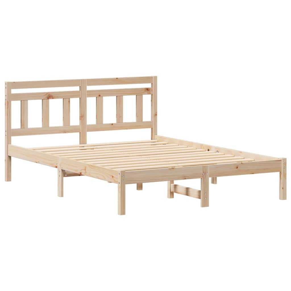 Brown Bed Frame 120 x 200 cm Solid Pine Wood