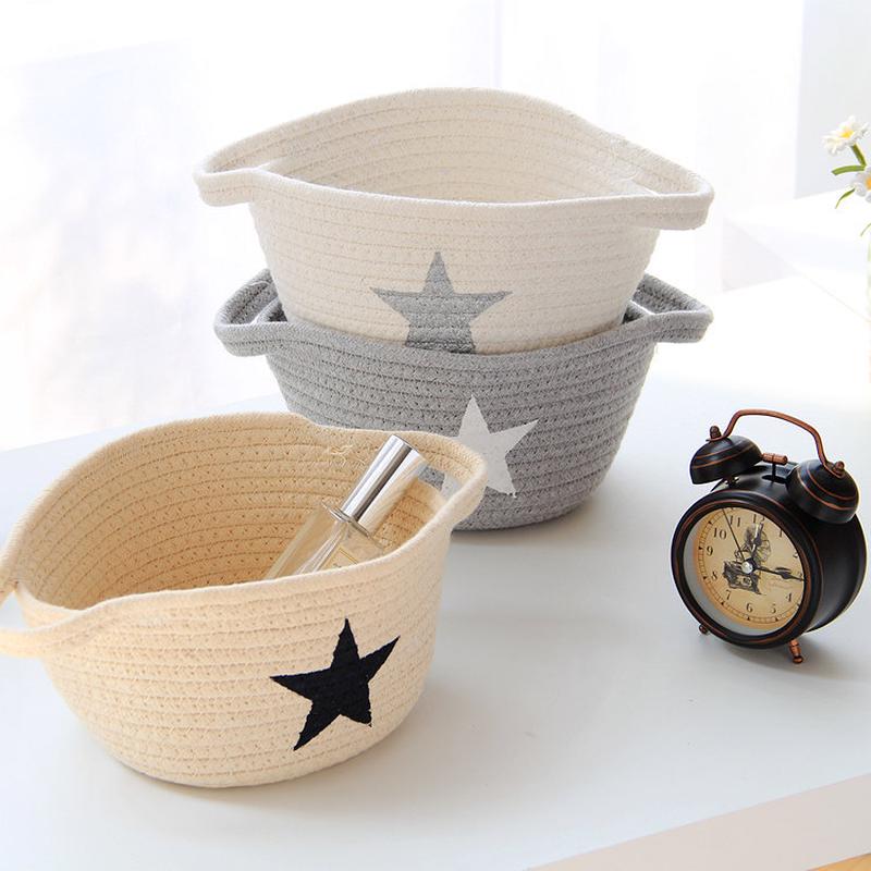 Household Items Cotton Woven Finishing Basket Nordic Five-pointed Star Cotton Rope Storage Box