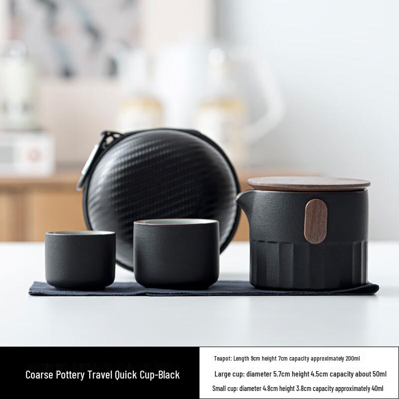 Lilang Ceramic Portable Travel Tea Set with One Pot and Two Cups