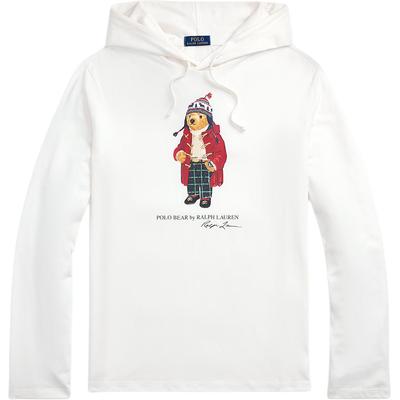 Polo Ralph Lauren Teddy Bear Letter Logo Pattern Hooded Long Sleeve Sweatshirt Men Sweatshirt White 649339