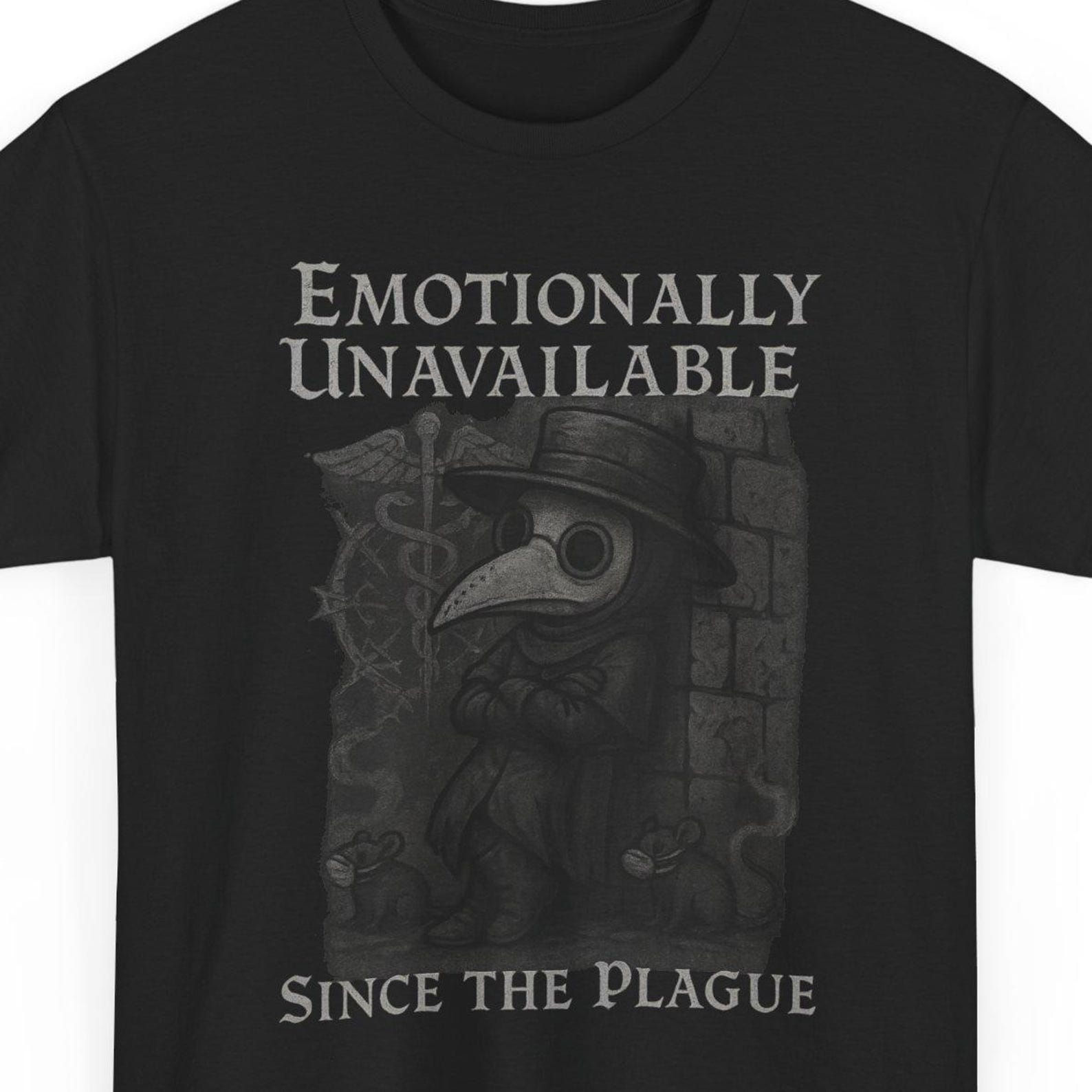 Emotionally Unavailable Plague Doctor T-Shirt, Dark Humor Gothic Tee 3XL