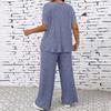 Women's Fashion  Color Casual Summer New Ribbed Top And Pants Set