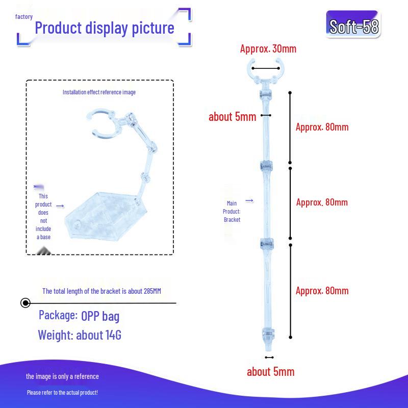 Adjustable Transparent Figure Stand with Bendable Waist Clip - Multiple Sizes