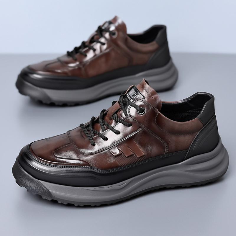 Fashion Designer New Genuine Leather Sneakers for Men Spring Autumn Soft-soled Men's Platform Shoes Fashion Retro Male Running Shoes