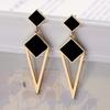 2026 New Arrival Gold Color Triangle Pendant Earrings for Women Minimalist Metal Geometric Long Dangle Statement Earring Jewelry