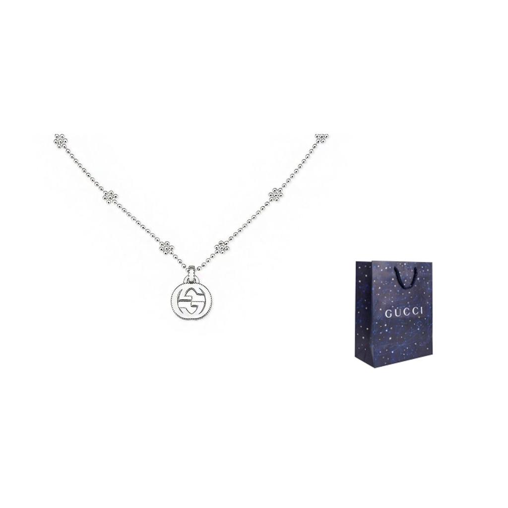 Gucci Interlocking Double G Pattern Shiny 925 Silver Necklace Women necklace 479221-J8400-8106