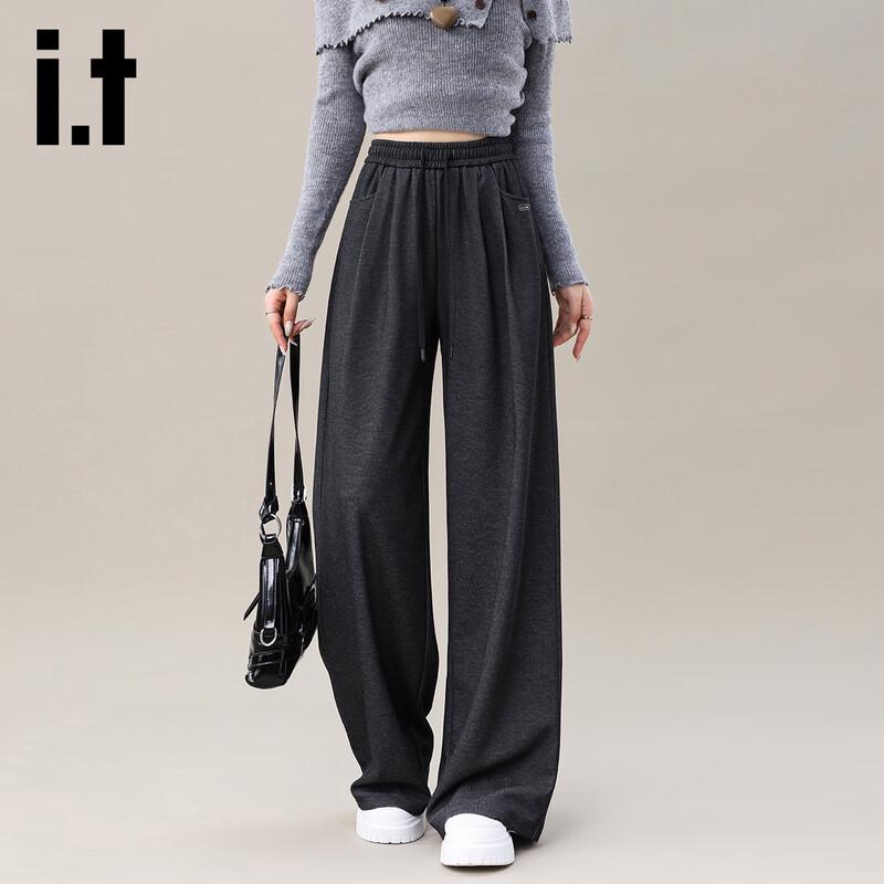 

izzueit Women s High-Waist Drawstring Wide-Leg Casual Pants M