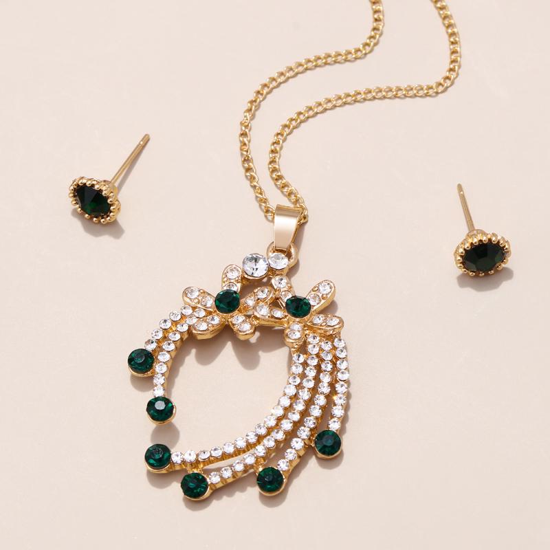 Culoarea elegantă auriu, cristal austriac, pandantive, coliere, cercei, flori de mireasă, seturi de bijuterii cu stras pentru femei