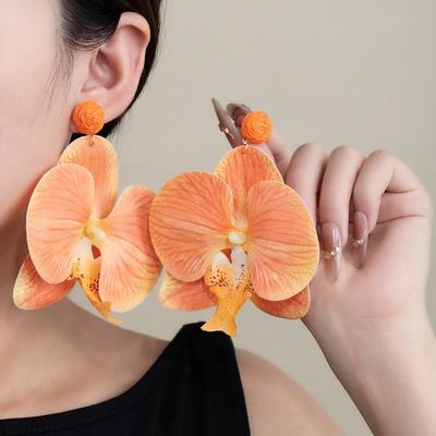 Simulované Květinové Motýlí Orchidejové Náušnice Plážové Šperky Slitina Květinové Visací Náušnice Šperkové Doplňky Korejský Styl