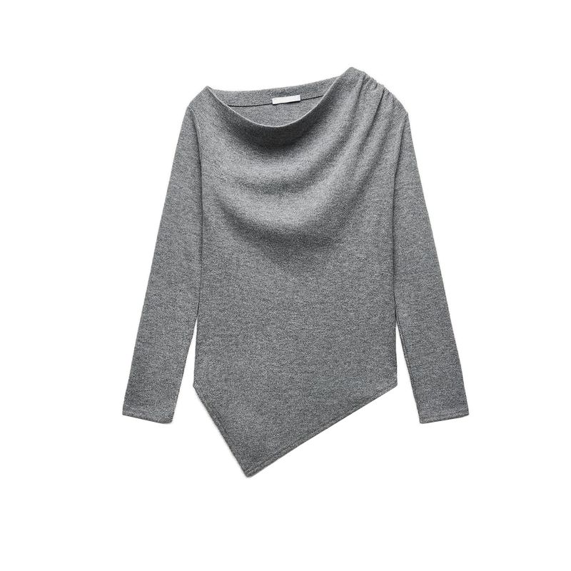 Spring New Women's Clothing Fashion Style off-Neck Multi-Color Selection Asymmetric Soft Long Sleeves Sweatshirt 4813842