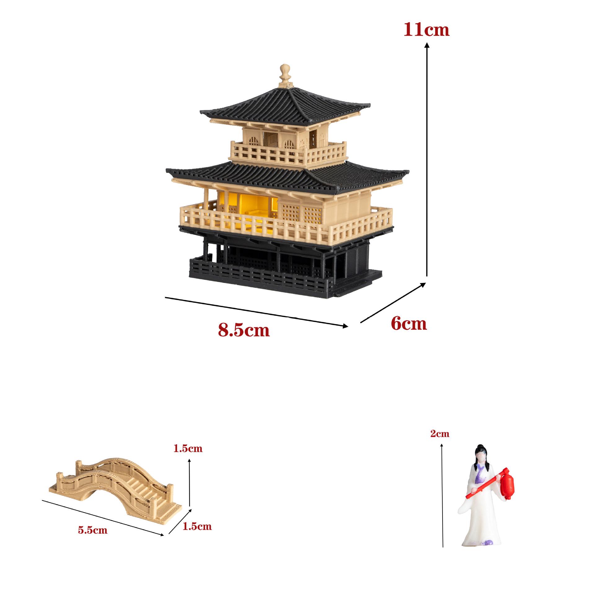 Illuminated Chinese-Style Ancient Architecture Rockery Bonsai Fish Tank Decoration