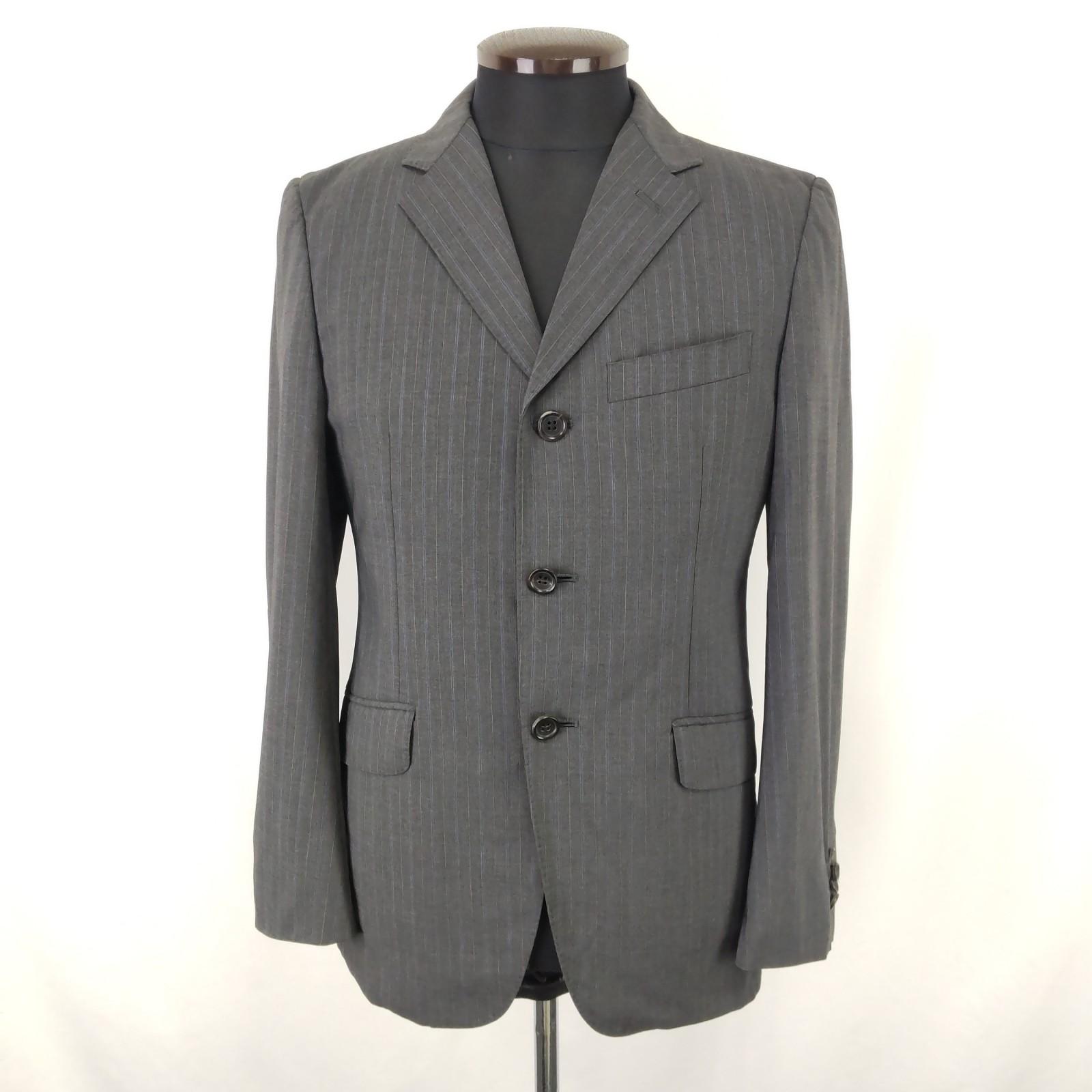 

JUN MEN Приталенный пиджак [Мужской S/Серый/Полоска] На полуподкладке/С двумя шлицами(ИСПОЛЬЗОВАЛ)