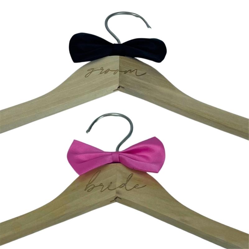 Elegant Wedding Garment Hanger Wood Frame Clothes Hanger MultiFunctional Hook For Bridal Shower Bride Grooms Use 2PCS