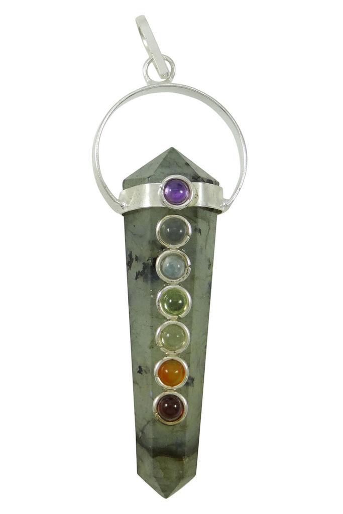 Harmonize Crayon en pierre de Labradorite, pendentif baguette Reiki à pointe unique, cristal de guérison Reiki 7 Chakra