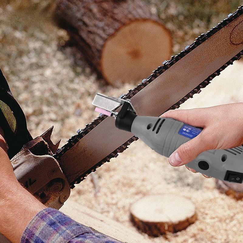 Elektrisches Schleif-Anfaszubehör Schärfwerkzeug Kettensägen-Schärfwerkzeug 2-in-1