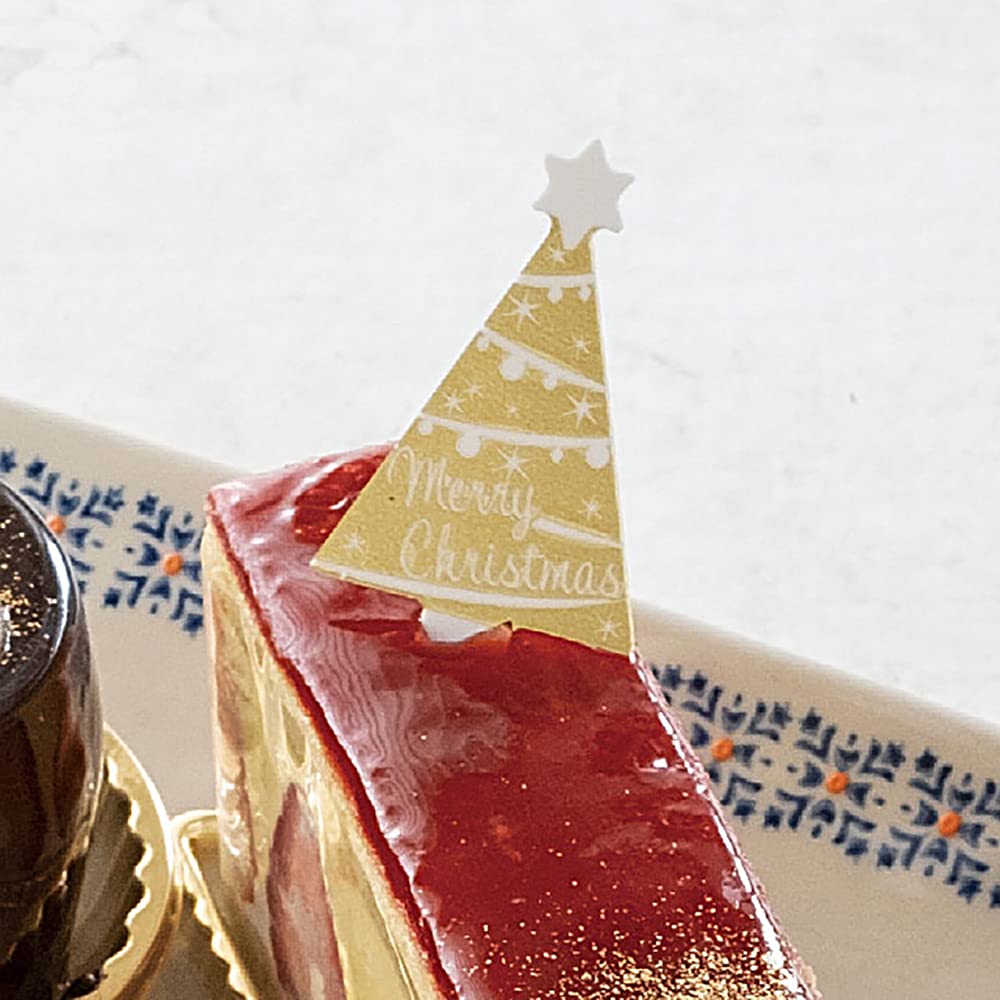 HEADS Cake X 100 Christmas XMS-PC10 Japanese-Made Picks, 3.2 5.2cm, Gold, Pieces, Tree,