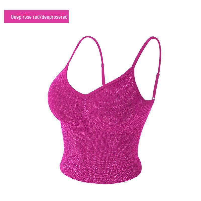 Shimmer Seamless European & American Cross-Border Yoga Suit - Shiny Silver Silk