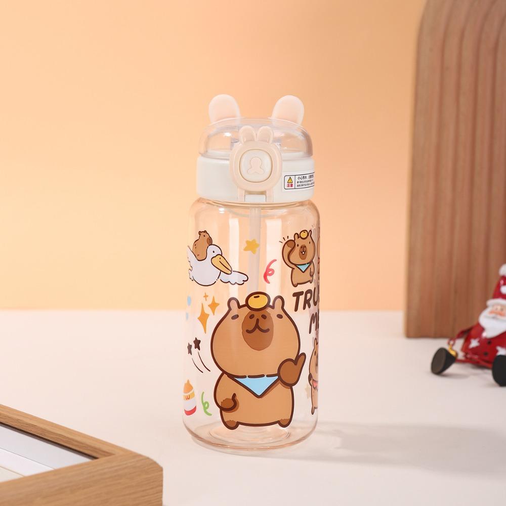 Large Capacity Capybara Water Bottle Cartoon Student Water Bottle Portable Straw Cup  Summer