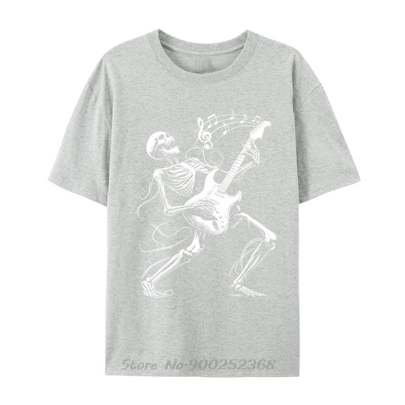 Skeleton Playing Guitar Music Casual Tshirts Summer Cotton New Graphic T Shirt Fashion Funny Oversized Tshirt Men Clothes