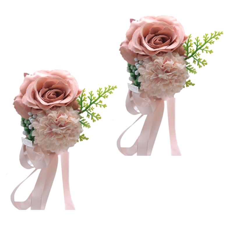 2Pcs Wrist Corsages for Mother of Bride and Grooms, Rose Corsages Wristlet for Bridal and Bridesmaid, Corsages for Proms