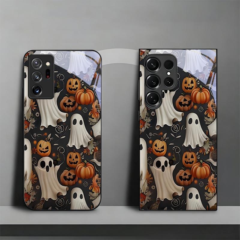 Halloween Ghost Art Black Phone Case For Samsung Galaxy Note 10 20 A 06 A07 12 A13 A14 A15 A16 A17 A22 A23 24 25 26 Glass Cover