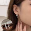 PANJBJ 925 Silver Bow Knot Earring for Women Texture Tassels Sweet Romantic Korean Jewelry Gift