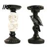 Dark Academia Home Decor Halloween Candlestick Holder Decoration, Gothic Raven Skull Candle Holder, Table Decoration Spooky Taper Stand for
