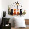 Creative Cats Street Lamp Flowers Wall Sticker Home Decor Decal for Living Room Bedroom Background Posters DIY Mural