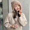 Plush Hat Solid Color Warm Knitted Hat Plush Ball Wool Hat Cute Hanging Ball Outdoor Hat Winter