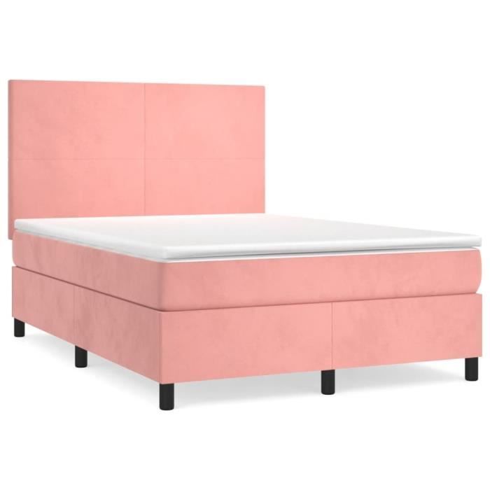 3142904 vidaXL Divan Bed with Mattress Pink 140x190 Cm Velvet