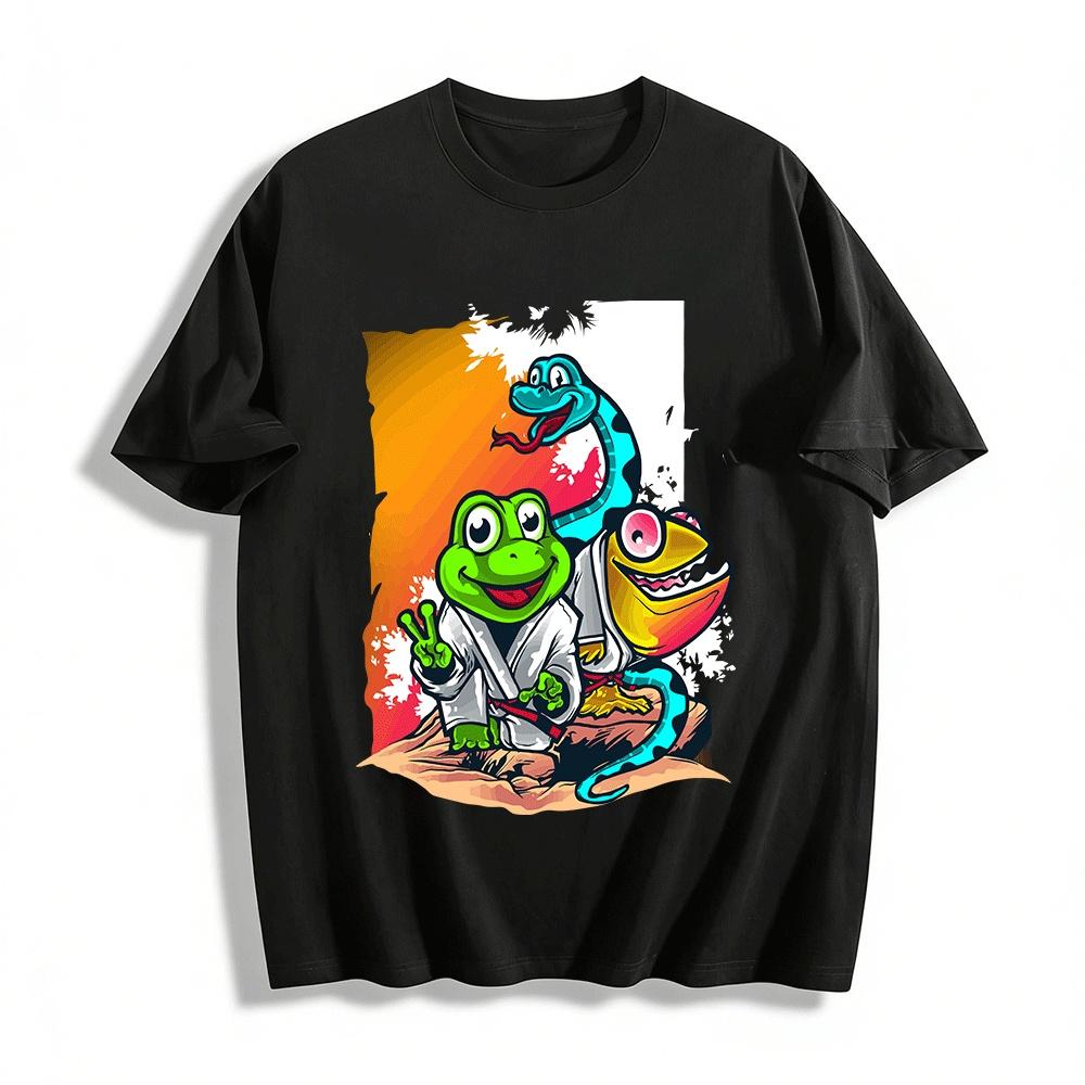 

Амфибия Рептилия Боевые искусства Принт Повседневная футболка Хлопковая футболка XXS