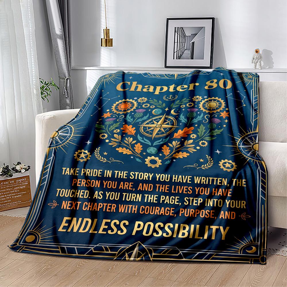 80th Birthday Celebration Blanket Soft Warm Cozy Great for Picnics Bedding Seaside Four Seasons Universal Stylish Decor