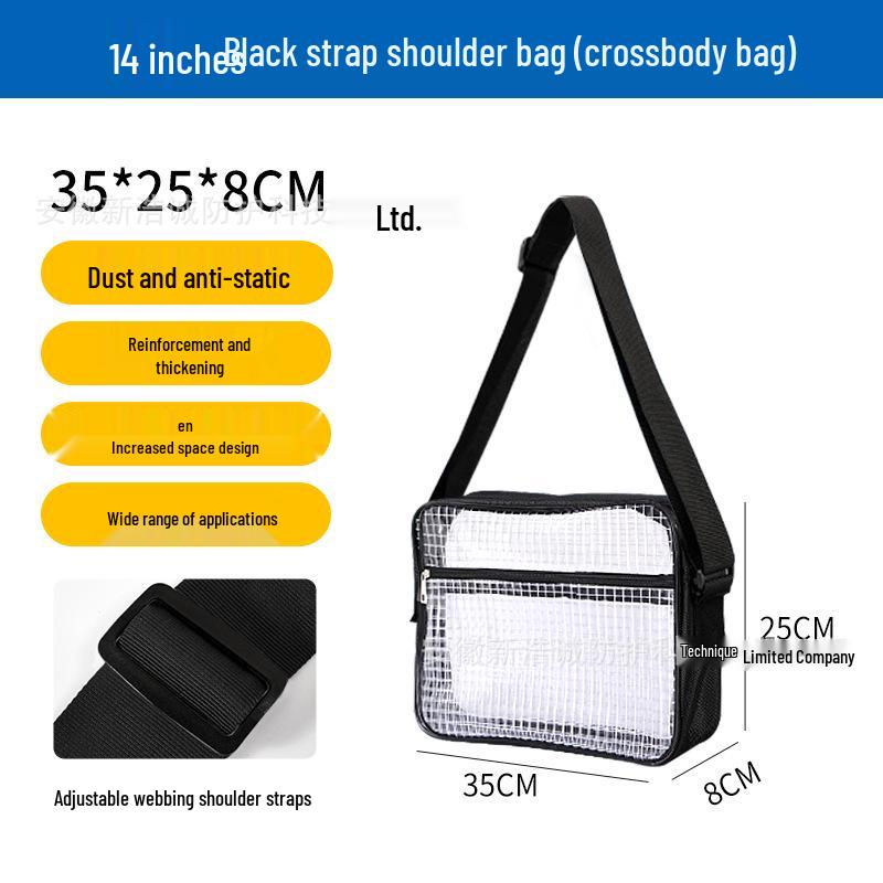 17" Antystatyczny Plecak z Siatki PVC Przezroczysty Czarny - Unisex Lekki Duża Pojemność Pyłoszczelna Torba