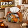 1pc Traditional Farmhouse Rustic Tissue Box - Multi-Functional Fall Napkin Dispenser, Available In Durable Polyester, Decorated with Plaid Gourd Squas