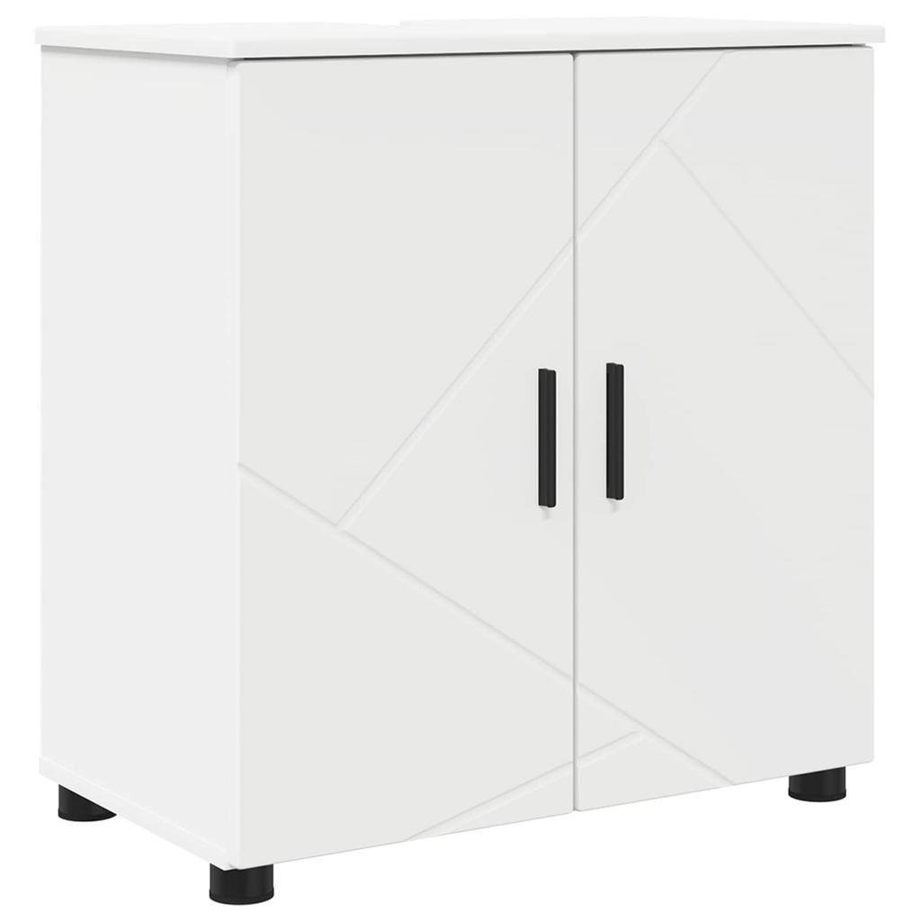 Bathroom Furniture Set with Door 5 Pcs White Engineered Wood & Metal