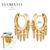 925 Silver Needle Rivet Micropaved Zircon Pendant Hoop Earrings For Women Punk Vintage Earrings Fashion Party Jewelry Gifts