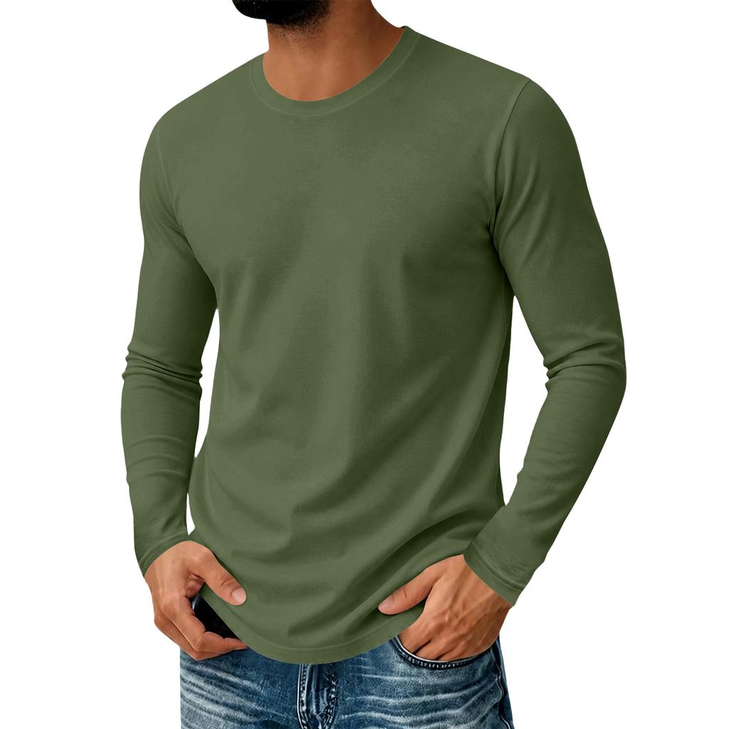 Men's Long Sleeve Round Neck Casual Top for Everyday Comfort and Relaxed Fit