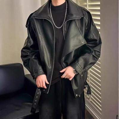 Leather Jacket Men's Retro Niche Design Sense Double Lapel Locomotive Clothing High Sense Ruffian Handsome Men Autumn and Winter