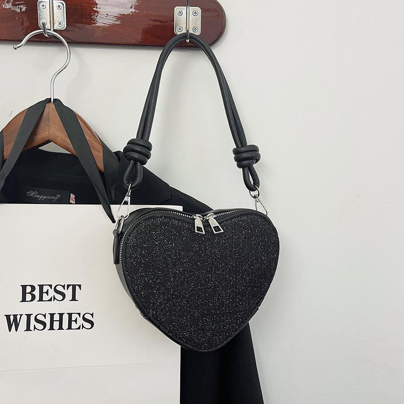Mote Paljett Hjerteform Skulderveske Kjedestropp Crossbody Vesker For Kvinner Daglig Bruk Damehåndvesker Og Lommebøker