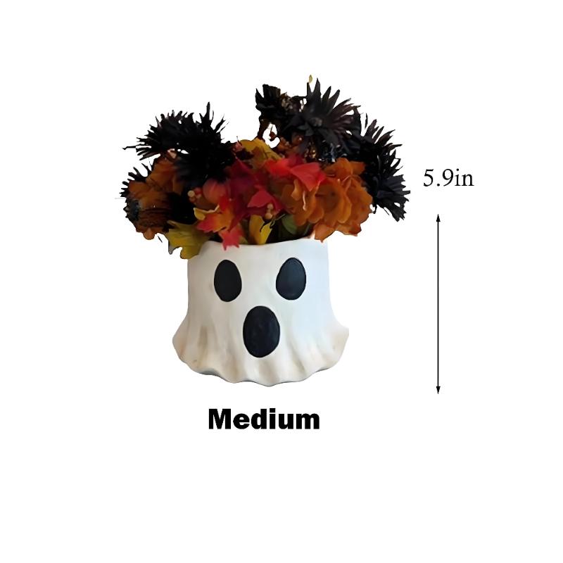 Ghost Bucket Decor, Ghost Planter Pot, Ghost Bucket Vase, Halloween Ghost Bucket, Handmade Halloween Treat Buckets