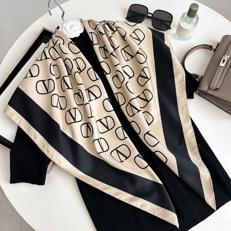 Čiernobiela hodvábna twill šatka so zvieracím vzorom - 90x90CM Jesenný/Zimný šál pre ženy