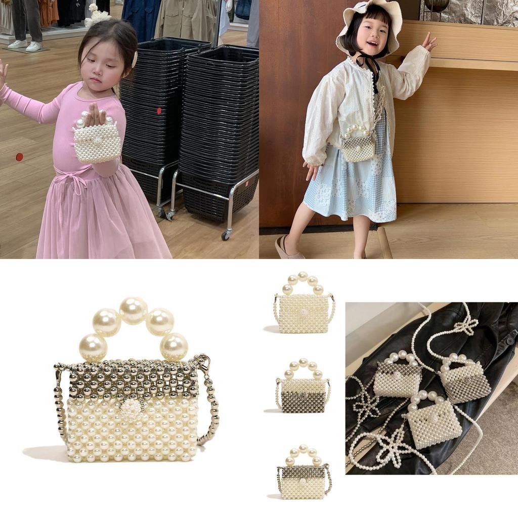 Stylish Pearl Childrens Crossbody Bag With Color Block Design For Kids Summer Fashion