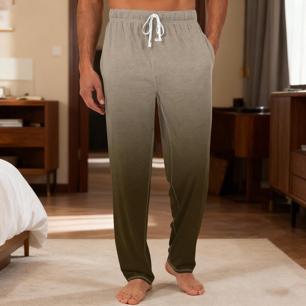 Herrenhose mit einfarbiger Strickhose mit Taschen, legere Home-Pyjama-Hose