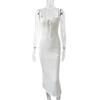 Autumn Hot-selling Models Lace-up Suspender Long Dress European and American Women's Clothing Sexy One-word Collar Dress Nightclub