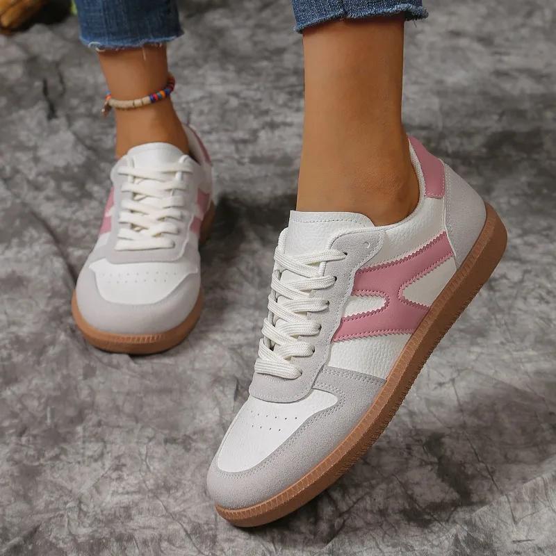 

fashion Women s Shoes 2024 Hot Sale Lace Up Women Vulcanize Shoes Autumn Round Toe Mixed Colors Solft Sole Casual Comfortable Flat Shoes 36