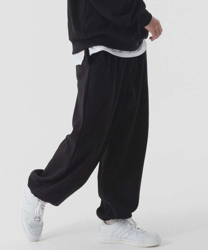 PIANER Essential String Wide Sweatpants (Black)