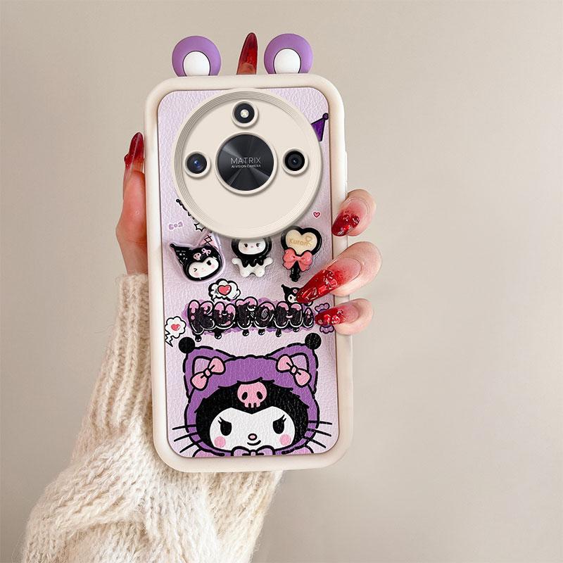 KEYSION Cute Ear 3D Cartoon Case for HONOR X9c Smart 5G with Bracelet Soft Silicone Shockproof Phone Cover for Huawei Honor X9c Smart