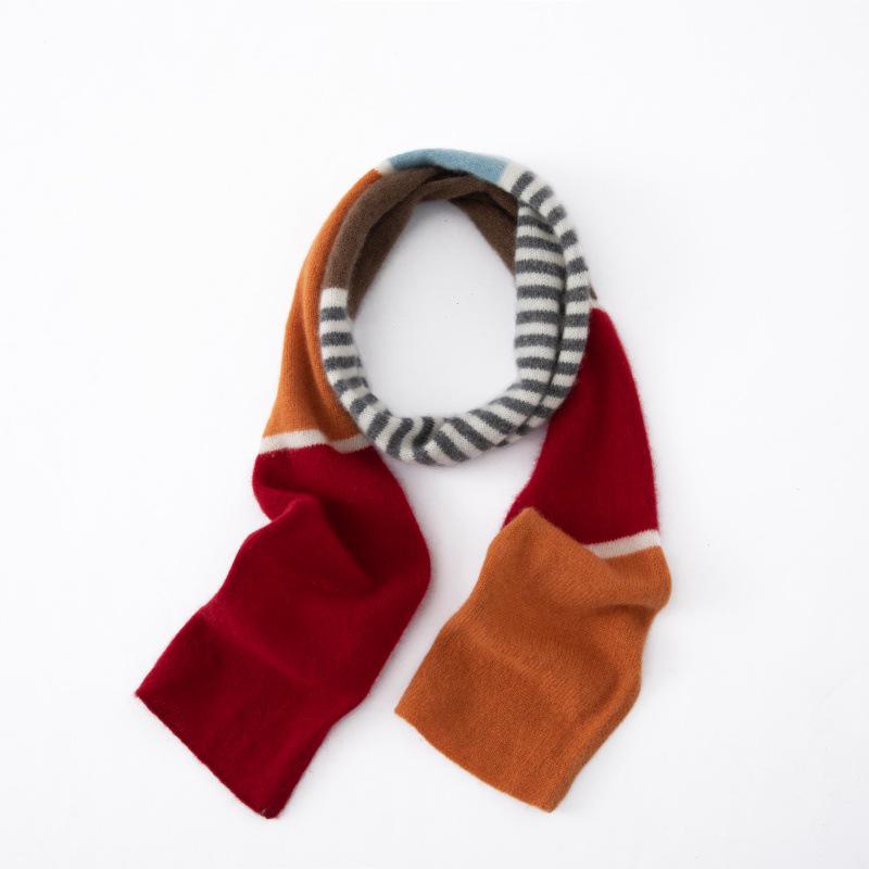 Women's Korean Style Cashmere Scarf - Contrasting Colors, Pure, Warm, and Versatile for Autumn/Winter