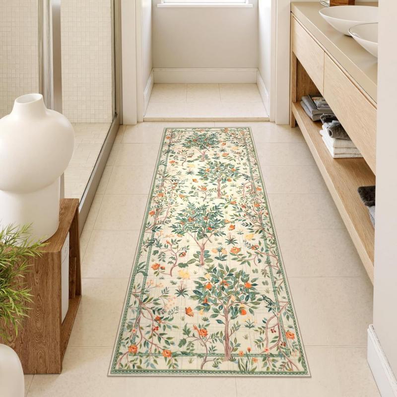 Vintage Forest Animal Print Runner Rug Non-Slip Washable Durable Floor Mat for Entryway Hallway Home Decor