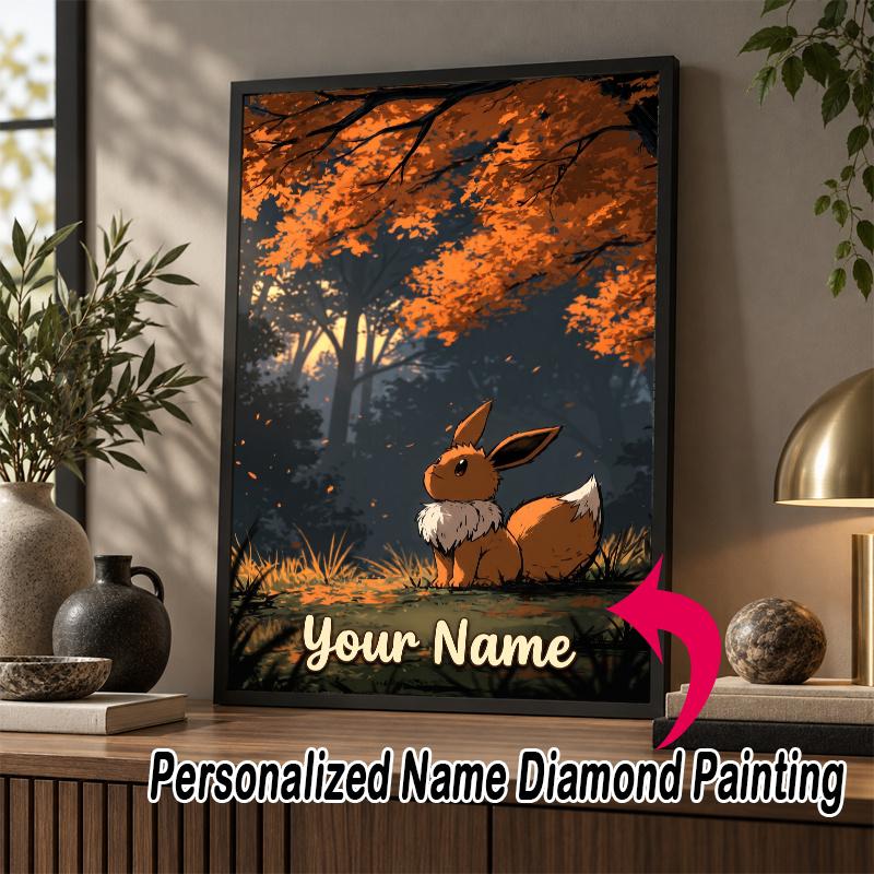 Personalized Eevee Diamond Art Custom Name 5D Diamond Painting Full Drill DIY Craft